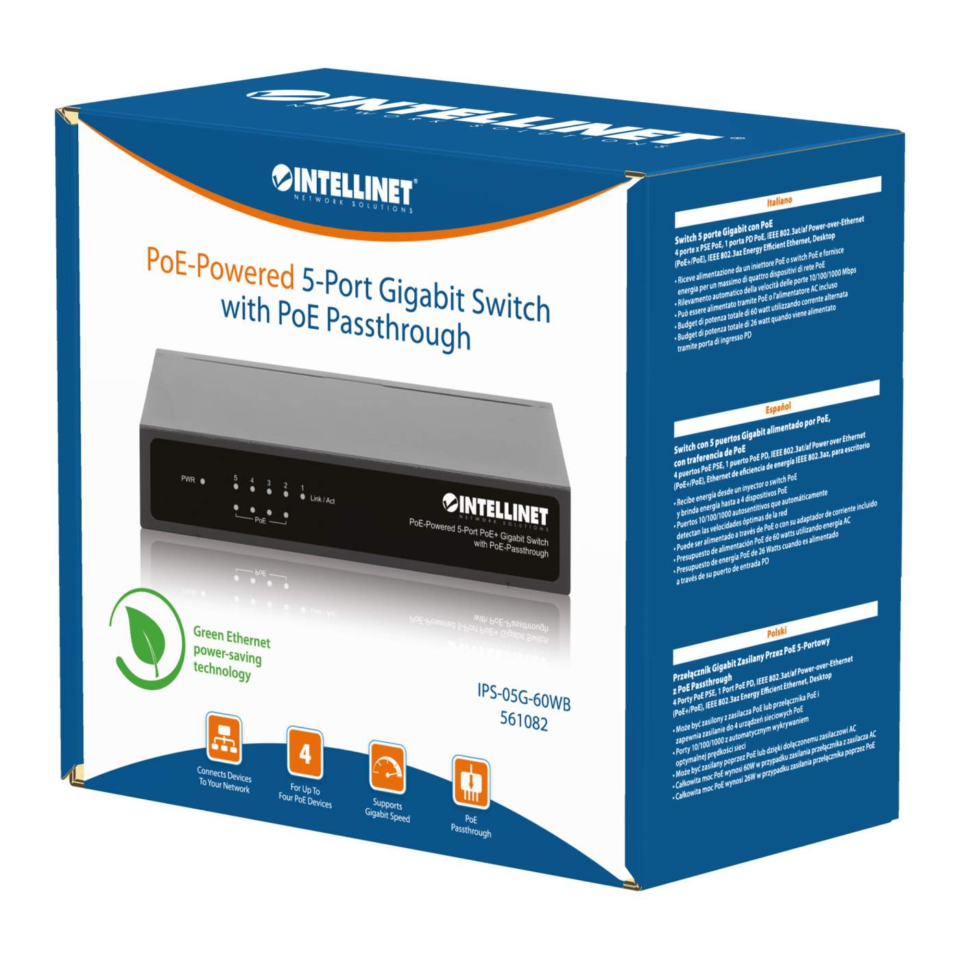 PoE-Powered 5-Port PoE+ Gigabit Switch mit PoE-Passthrough Packaging Image 2
