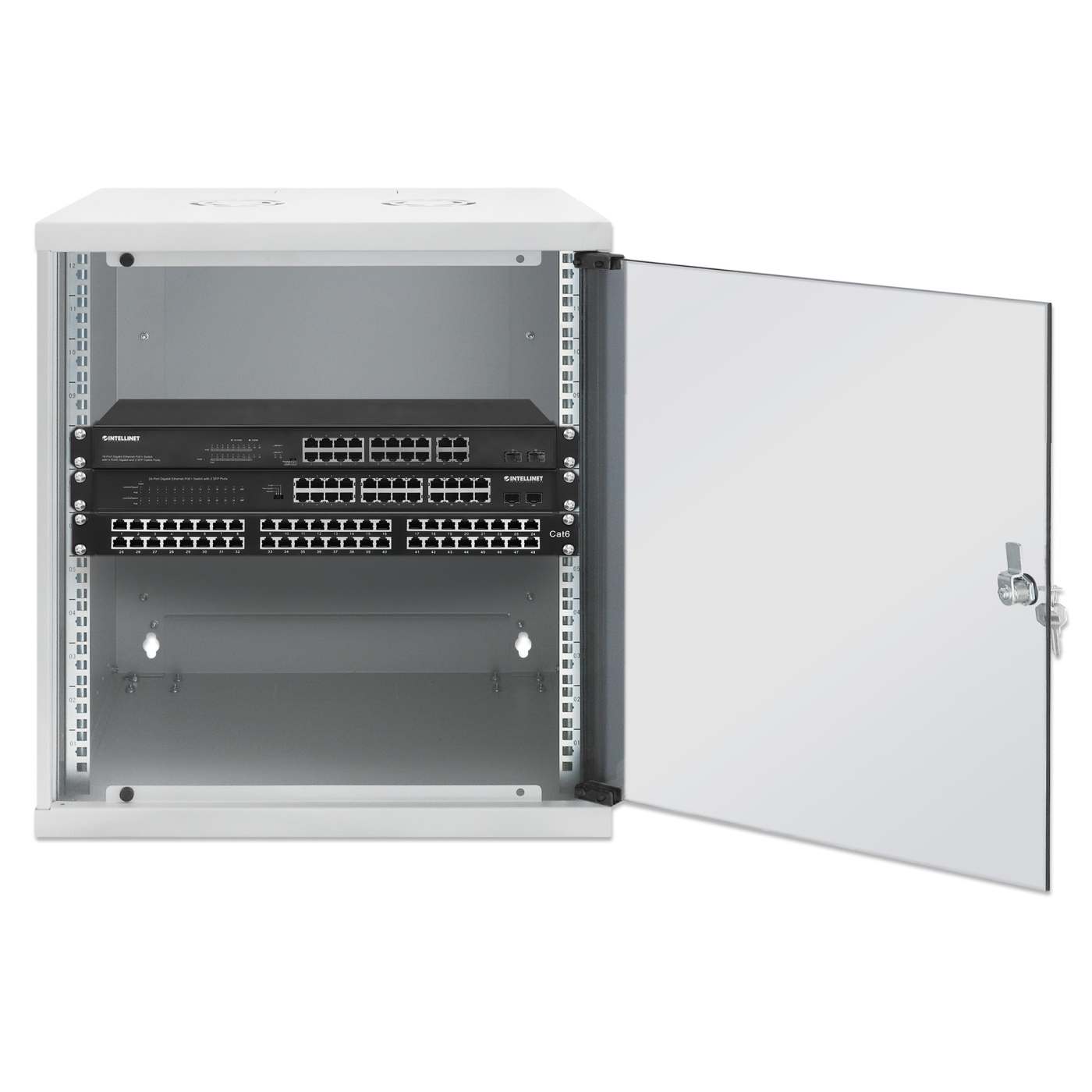 19" Netzwerk-Wandverteiler, Basic Line, 12 HE, 400 mm Tiefe, grau Image 4