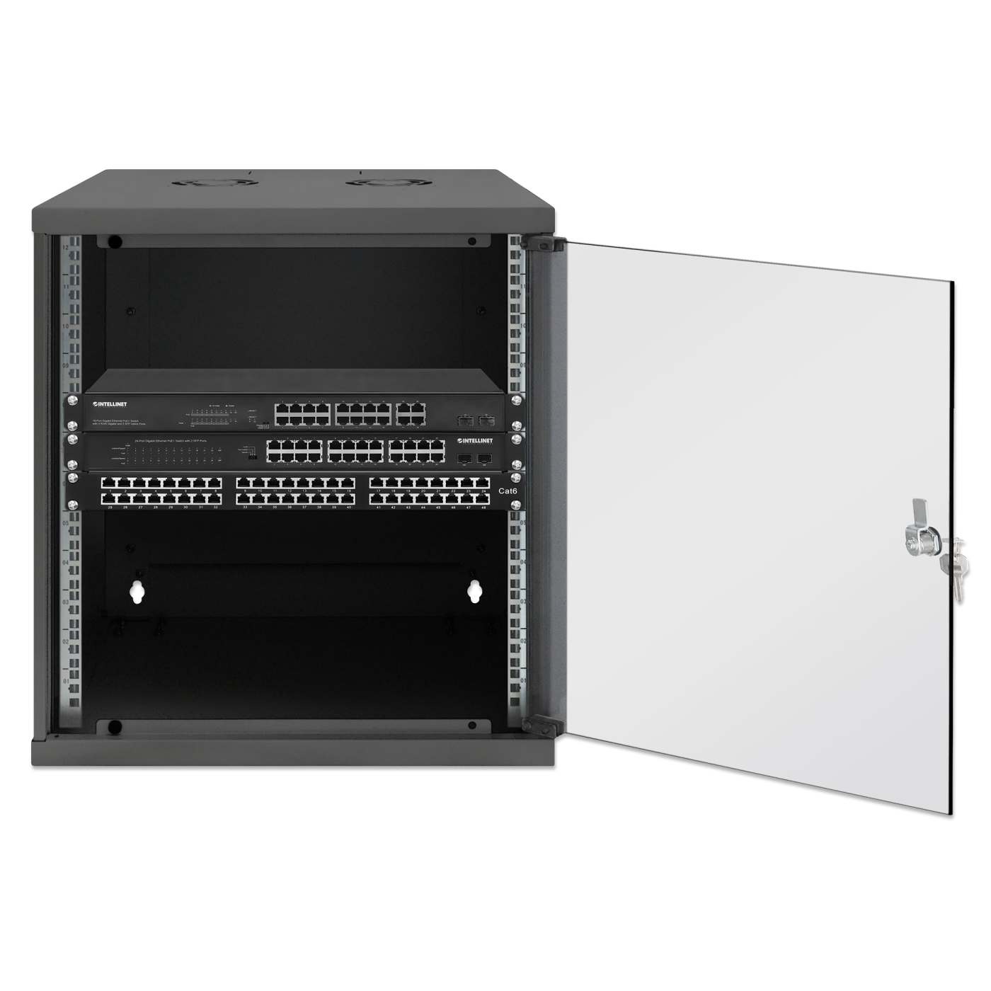 19" Netzwerk-Wandverteiler, Basic Line, 12 HE, 560 mm Tiefe, schwarz Image 4
