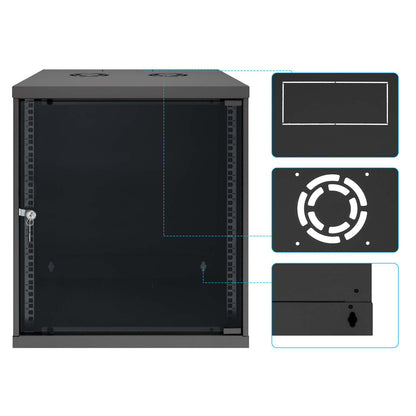 19" Netzwerk-Wandverteiler, Basic Line, 12 HE, 560 mm Tiefe, schwarz Image 9