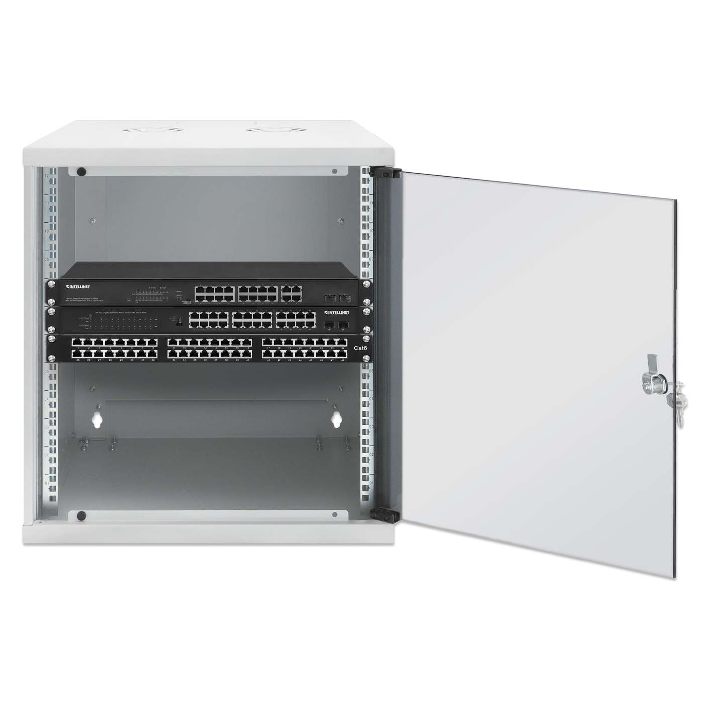 19" Netzwerk-Wandverteiler, Basic Line, 12 HE, 560 mm Tiefe, grau Image 4