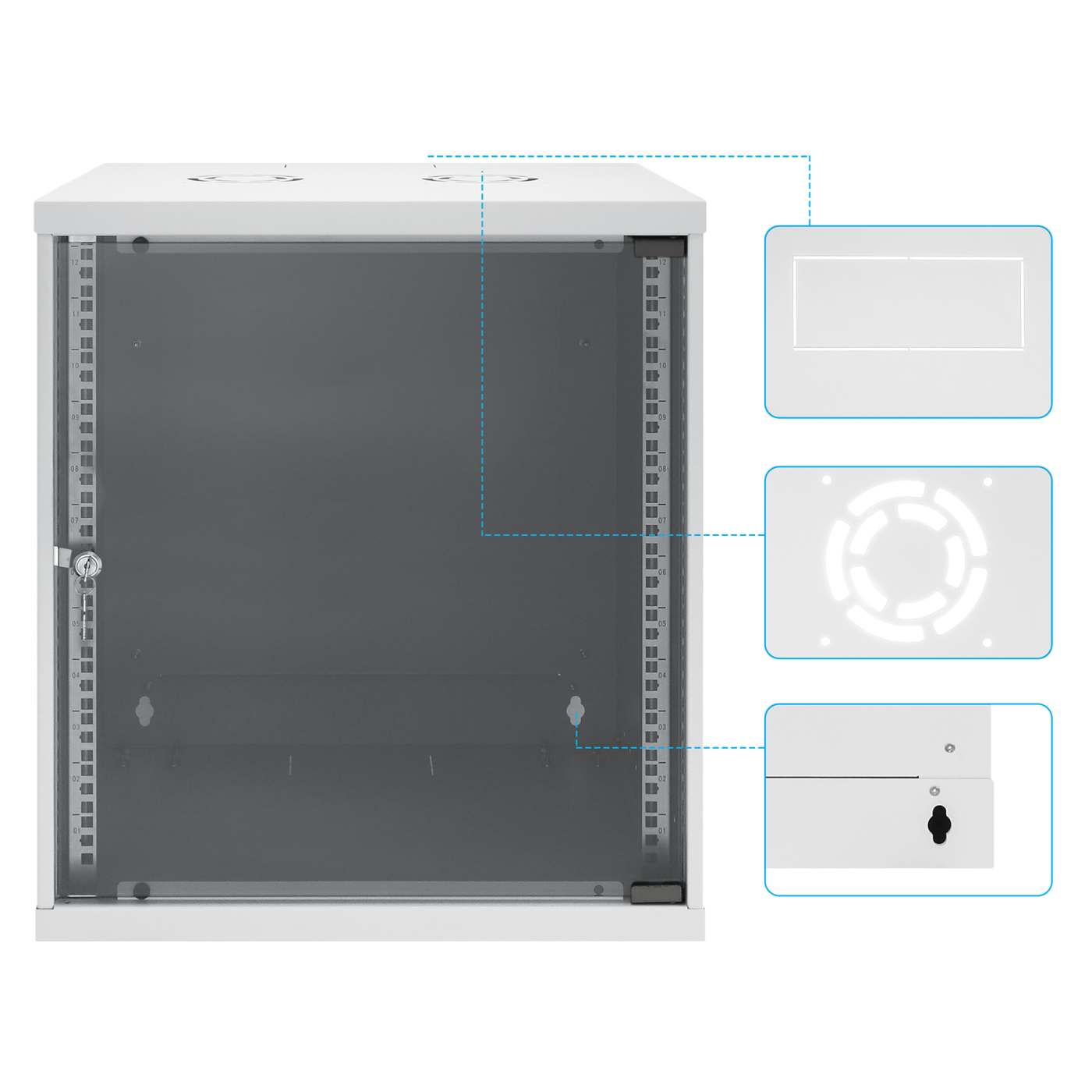 19" Netzwerk-Wandverteiler, Basic Line, 12 HE, 560 mm Tiefe, grau Image 9