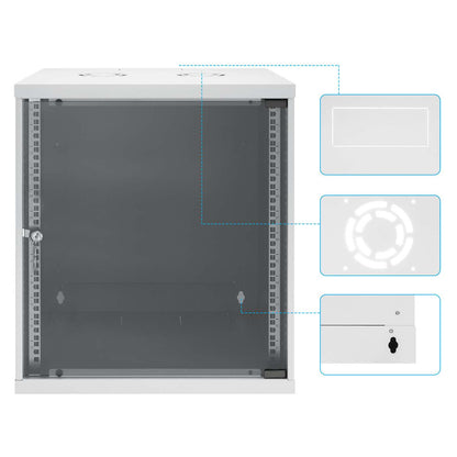 19" Netzwerk-Wandverteiler, Basic Line, 12 HE, 560 mm Tiefe, grau Image 9
