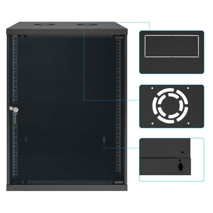 19" Netzwerk-Wandverteiler, Basic Line, 15 HE, 400 mm Tiefe, schwarz Image 9