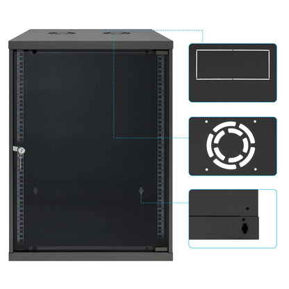 19" Netzwerk-Wandverteiler, Basic Line, 15 HE, 560 mm Tiefe, schwarz Image 9