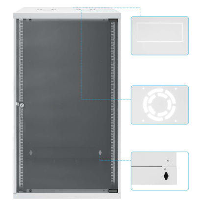 19" Netzwerk-Wandverteiler, Basic Line, 20 HE, 400 mm Tiefe, grau Image 9
