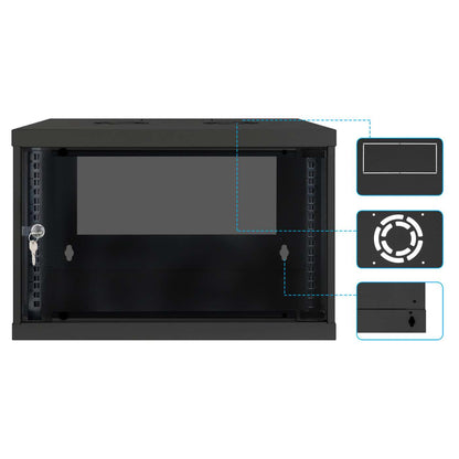 19" Wandverteiler, Basic Line, 6 HE, 353 (H) x 540 (B) x 400 (T) mm, schwarz Image 8
