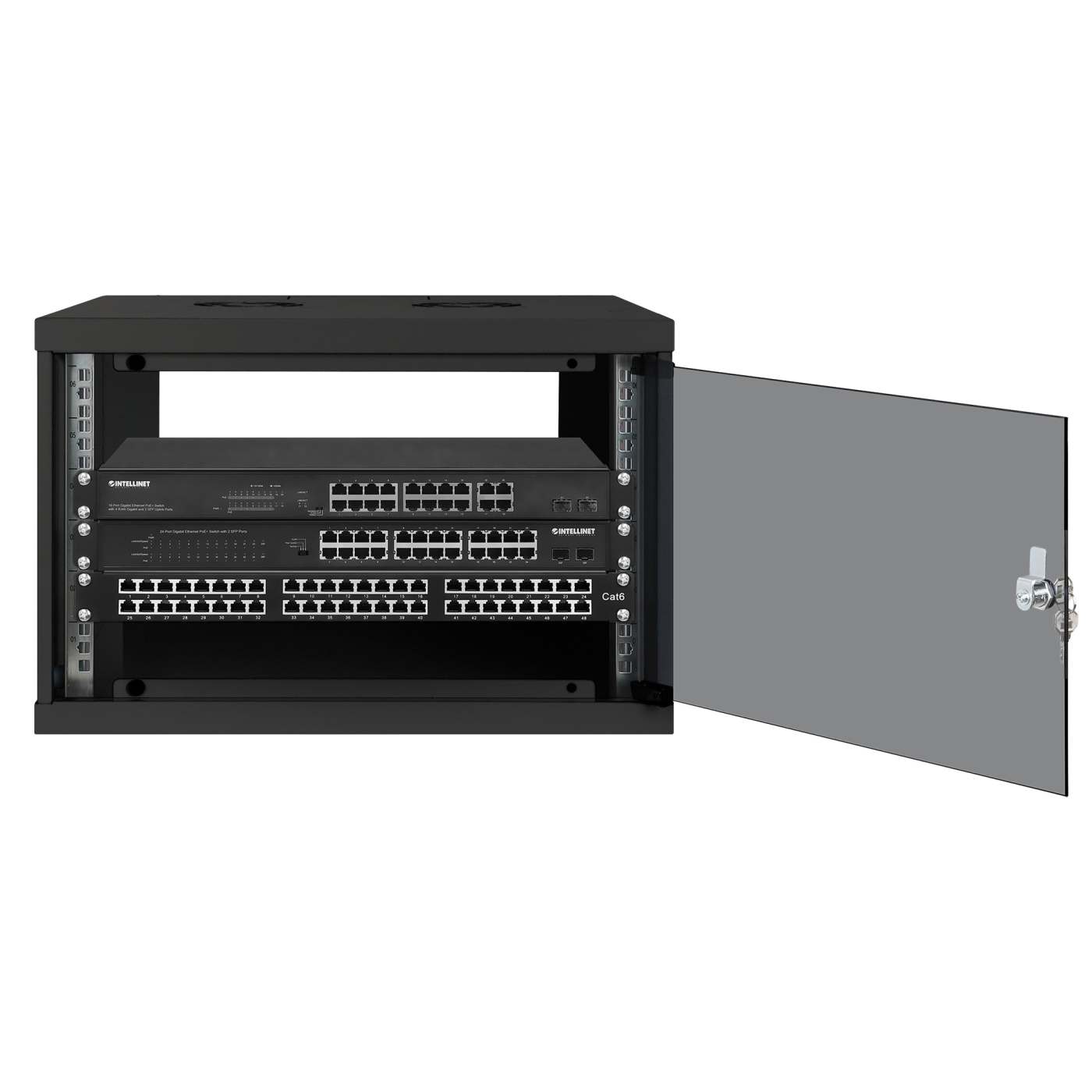 19" Wandverteiler, Basic Line, 6 HE, 353 (H) x 540 (B) x 560 (T) mm, schwarz Image 4