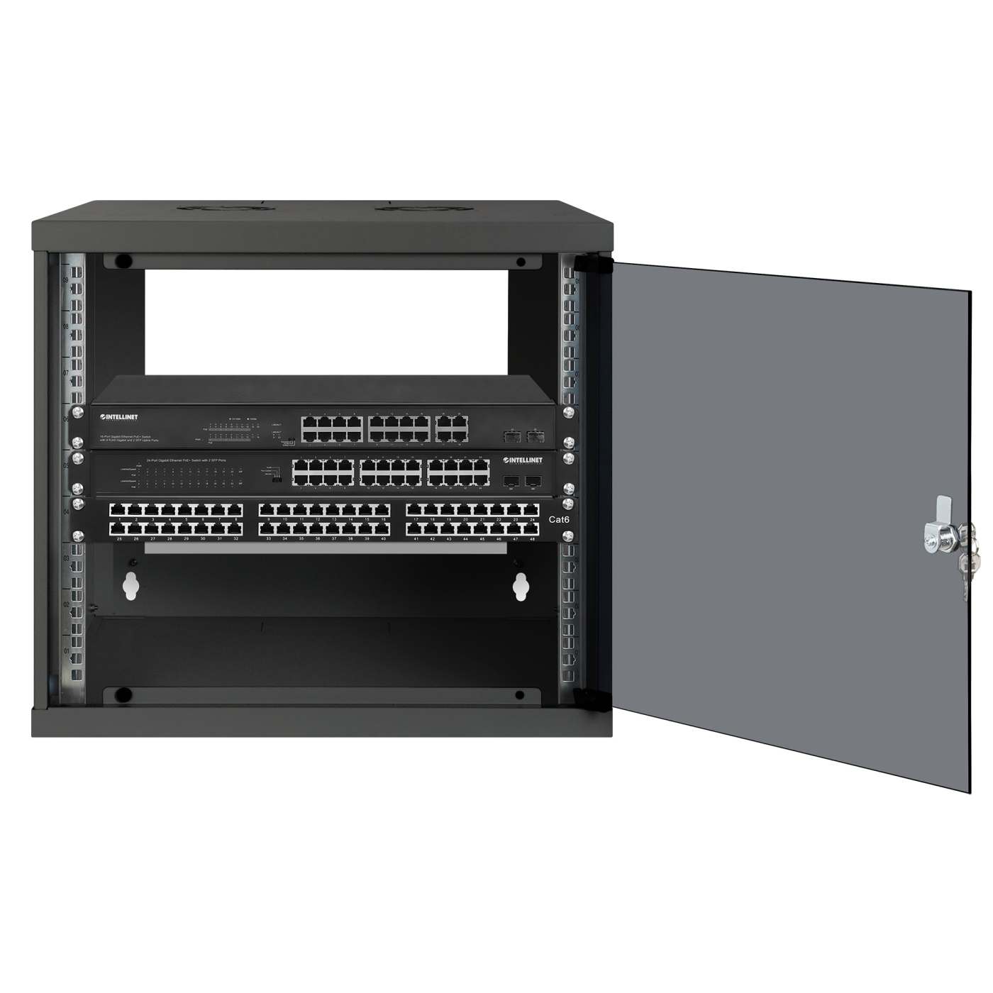 19" Wandverteiler, Basic Line, 9 HE, 487 (H) x 540 (B) x 400 (T) mm, schwarz Image 4