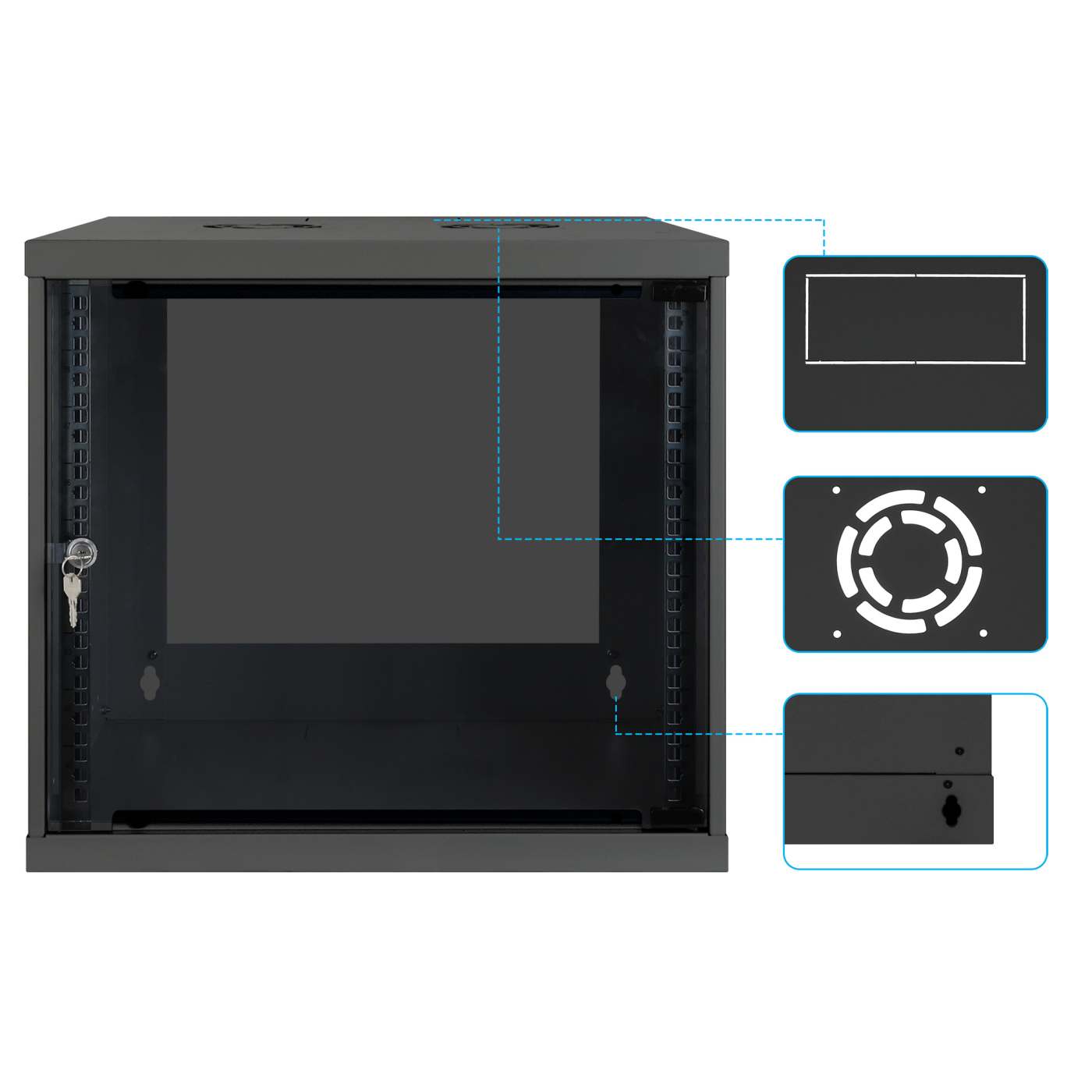 19" Wandverteiler, Basic Line, 9 HE, 487 (H) x 540 (B) x 400 (T) mm, schwarz Image 8
