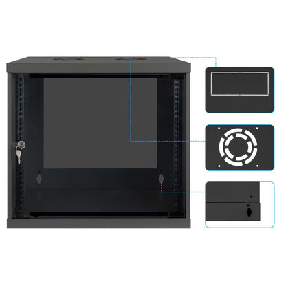 19" Wandverteiler, Basic Line, 9 HE, 487 (H) x 540 (B) x 400 (T) mm, schwarz Image 8