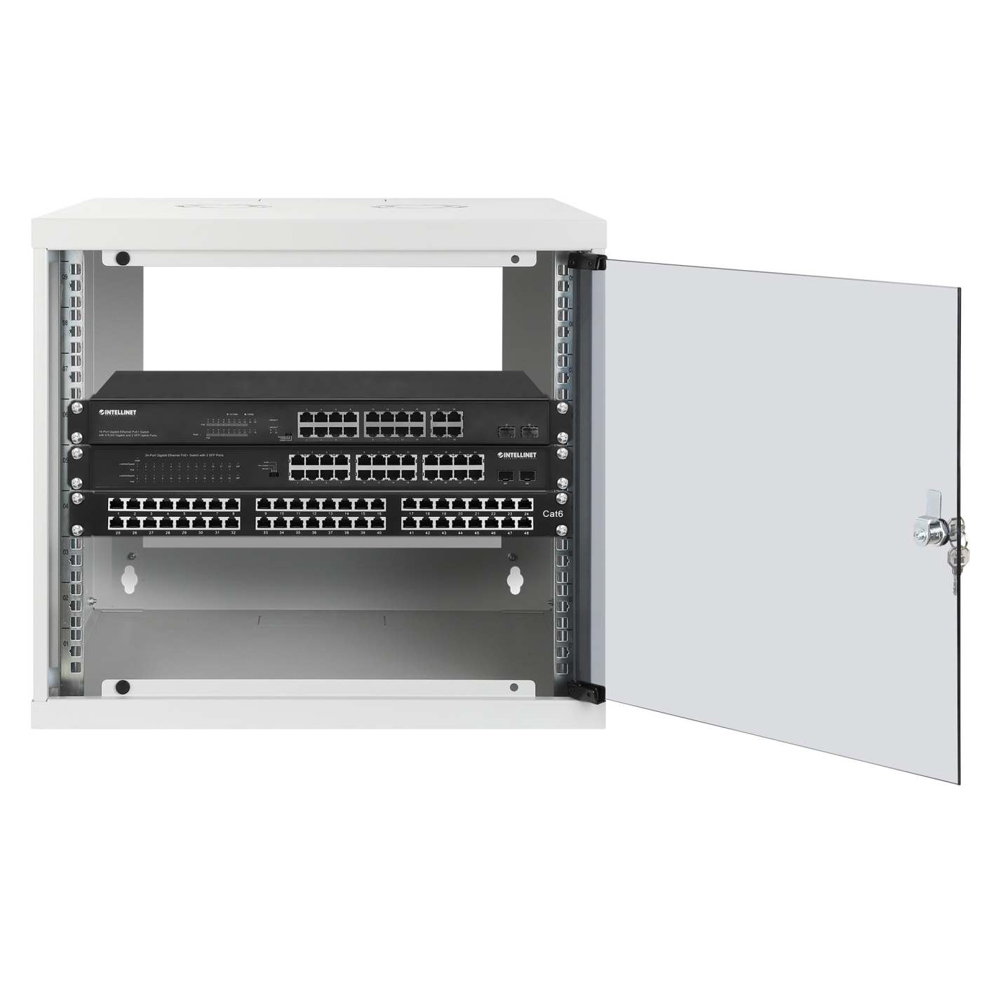 19" Wandverteiler, Basic Line, 9 HE, 487 (H) x 540 (B) x 400 (T) mm, grau Image 4