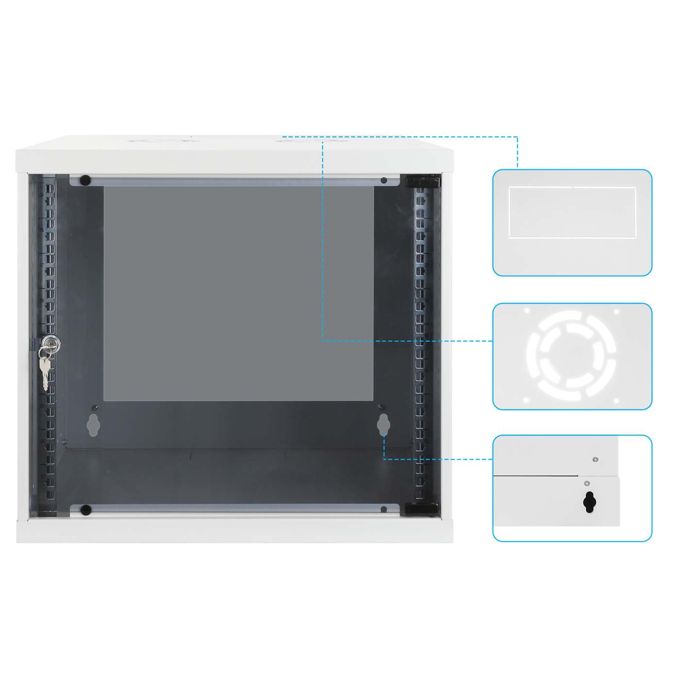 19" Wandverteiler, Basic Line, 9 HE, 487 (H) x 540 (B) x 560 (T) mm, grau Image 8