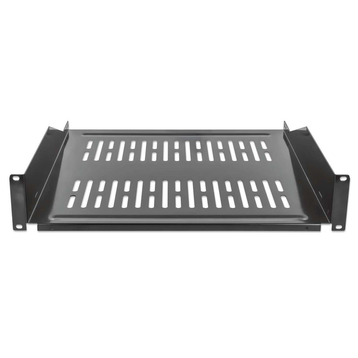 19" Fachboden zur Frontmontage, 2 HE, 400 mm Tiefe, schwarz Image 3