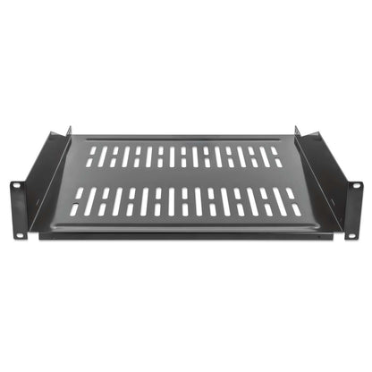 19" Fachboden zur Frontmontage, 2 HE, 400 mm Tiefe, schwarz Image 3