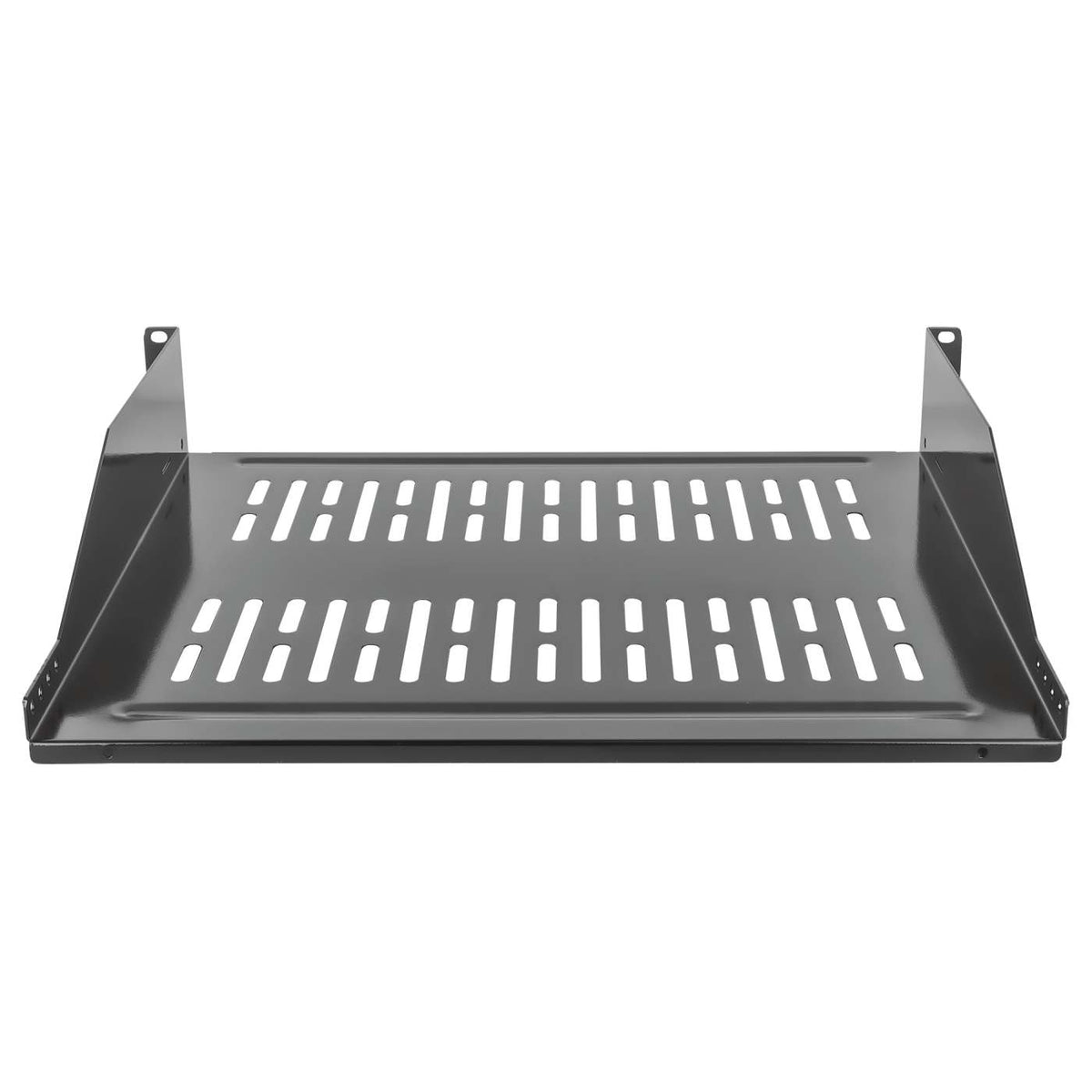 19" Fachboden zur Frontmontage, 2 HE, 400 mm Tiefe, schwarz Image 4