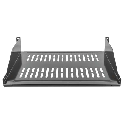 19" Fachboden zur Frontmontage, 2 HE, 400 mm Tiefe, schwarz Image 4