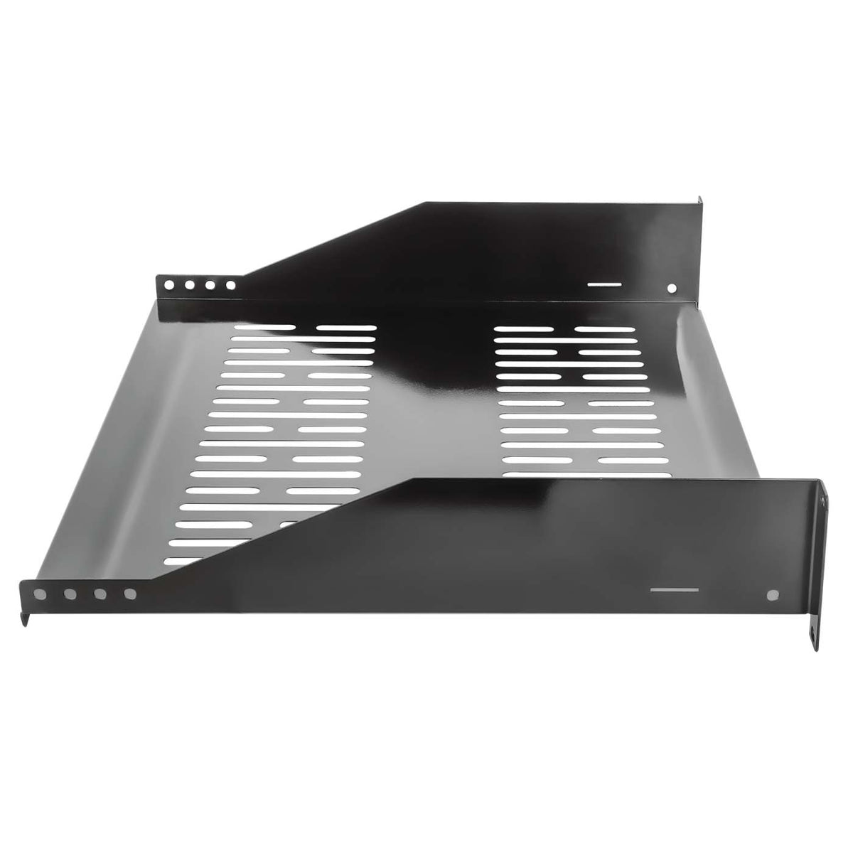 19" Fachboden zur Frontmontage, 2 HE, 400 mm Tiefe, schwarz Image 5