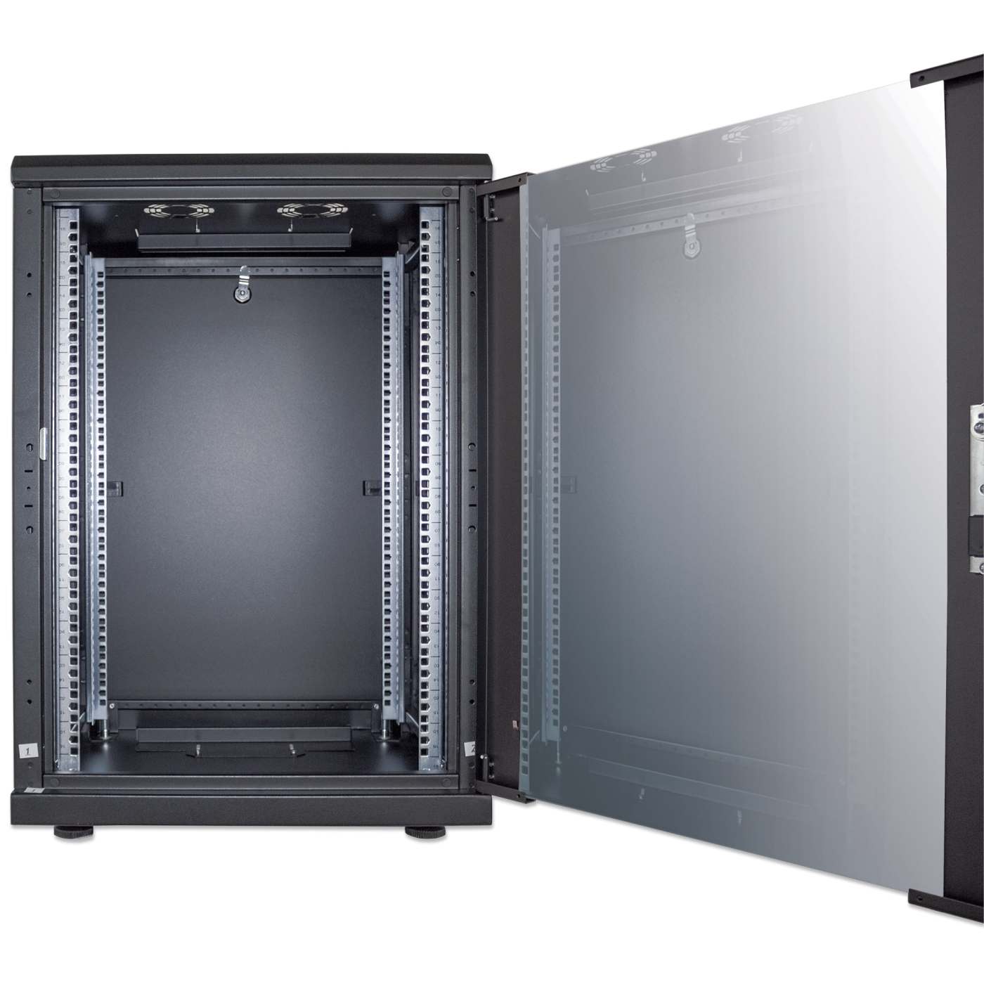 19" Netzwerkschrank, 16 HE, 878 (H) x 600 (B) x 600 (T) mm, schwarz Image 7