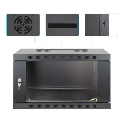19" Netzwerk-Wandverteiler, werkzeuglose Montage, 6 HE, 450 mm Tiefe, schwarz Image 10