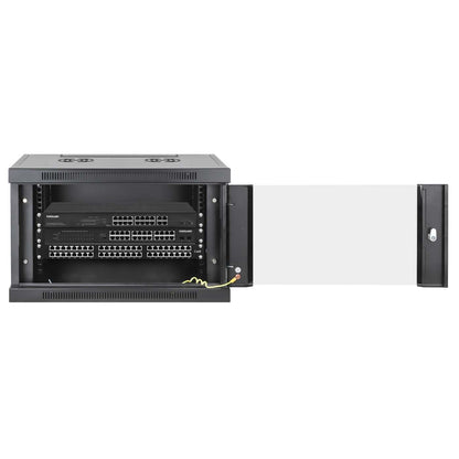 19" Netzwerk-Wandverteiler, werkzeuglose Montage, 6 HE, 450 mm Tiefe, schwarz Image 4