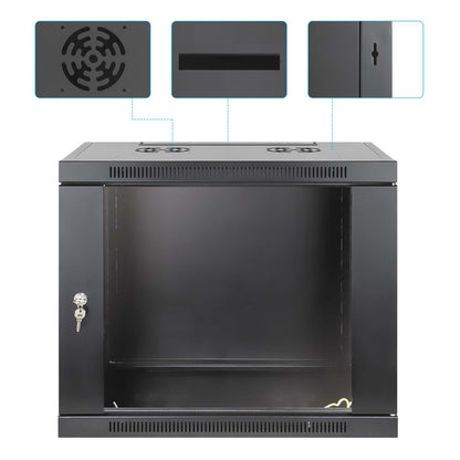 19" Netzwerk-Wandverteiler, werkzeuglose Montage, 9 HE, 450 mm Tiefe, schwarz Image 10