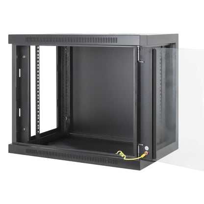 19" Netzwerk-Wandverteiler, werkzeuglose Montage, 9 HE, 450 mm Tiefe, schwarz Image 8