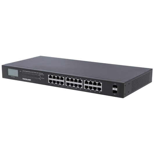 24-Port Gigabit Ethernet PoE+ Switch mit 2 SFP-Ports und LCD-Anzeige Image 1