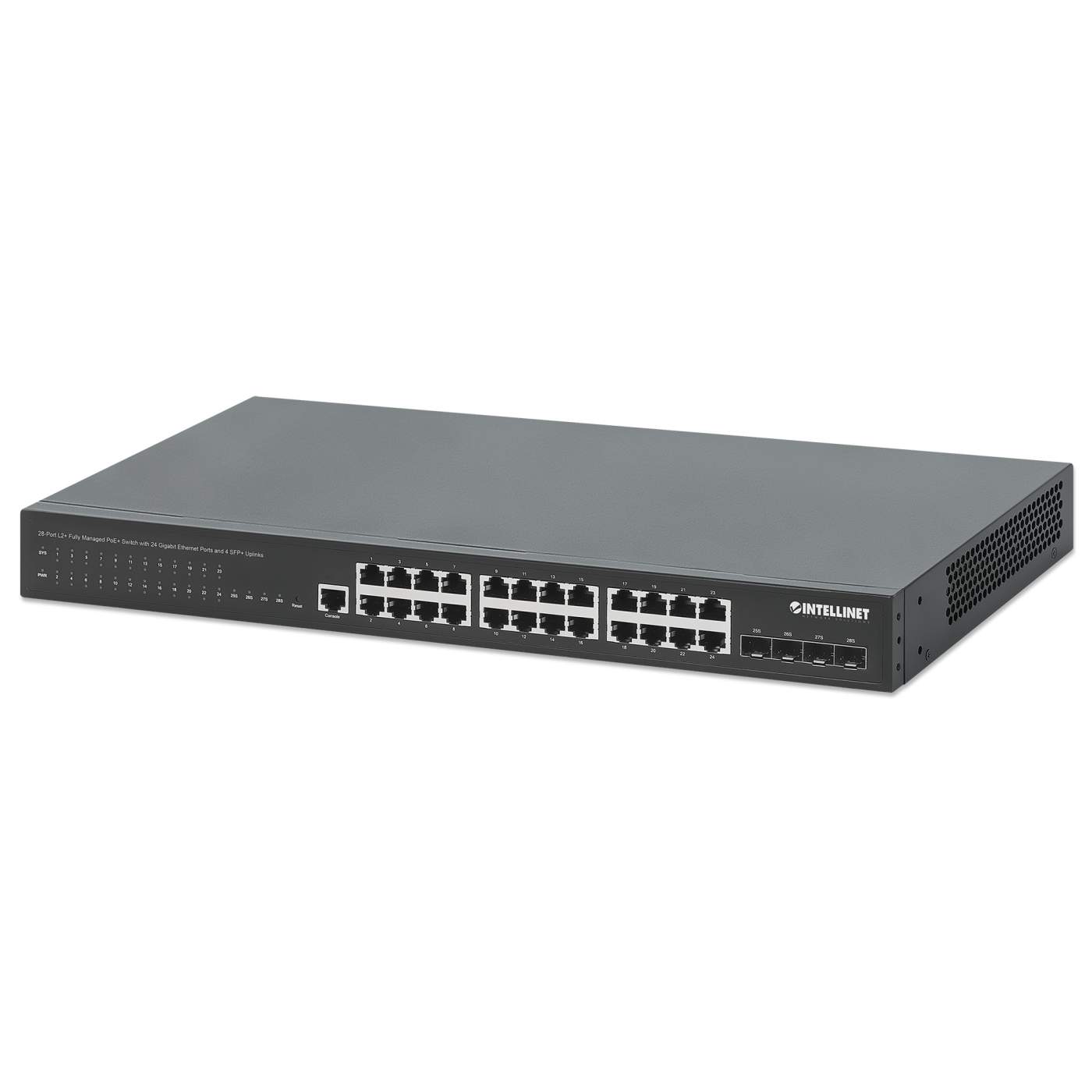 28-Port L2+ Fully Managed PoE+ Switch mit 24 Gigabit Ethernet-Ports und 4 SFP+ Uplinks Image 1