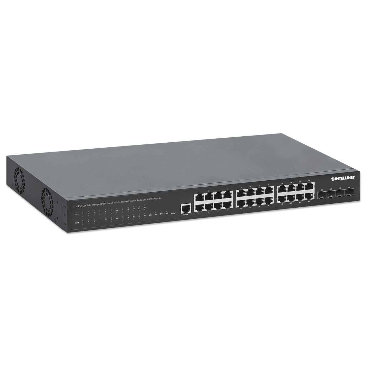 28-Port L2+ Fully Managed PoE+ Switch mit 24 Gigabit Ethernet-Ports und 4 SFP+ Uplinks Image 3