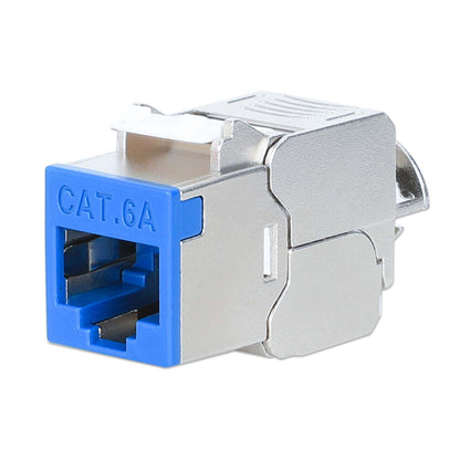 Cat6a 10G Slimline Keystone-Modul, geschirmt und werkzeuglos, blau Image 1