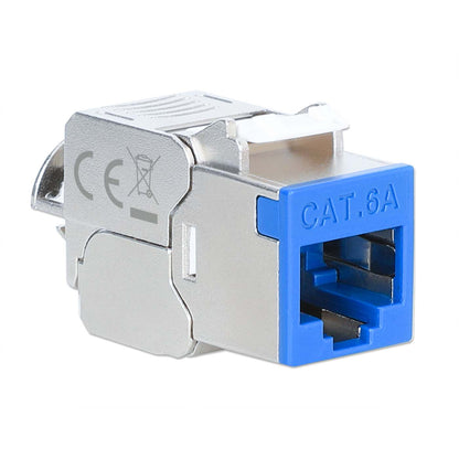 Cat6a 10G Slimline Keystone-Modul, geschirmt und werkzeuglos, blau Image 2