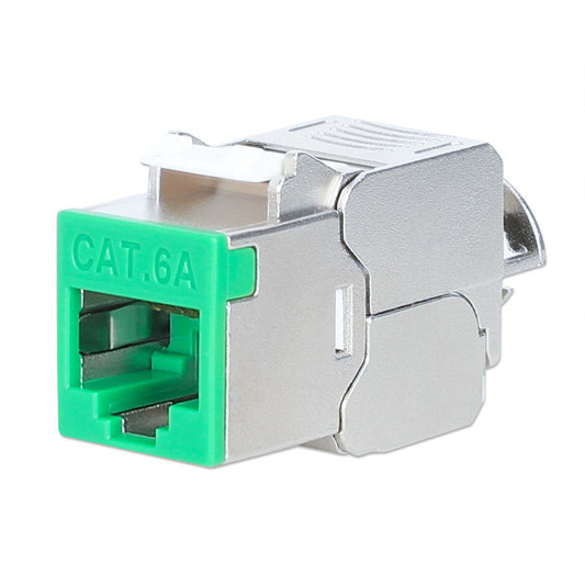 Cat6a 10G Slimline Keystone-Modul, geschirmt und werkzeuglos, grün Image 1