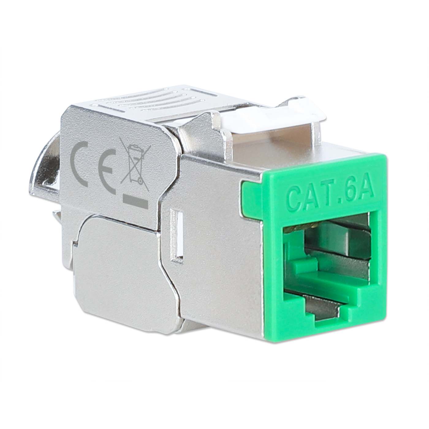 Cat6a 10G Slimline Keystone-Modul, geschirmt und werkzeuglos, grün Image 2