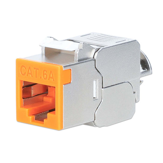 Cat6a 10G Slimline Keystone-Modul, geschirmt und werkzeuglos, orange Image 1