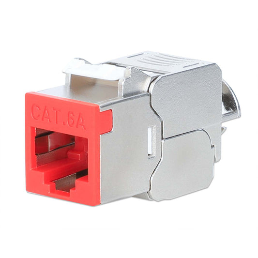 Cat6a 10G Slimline Keystone-Modul, geschirmt und werkzeuglos, rot Image 1