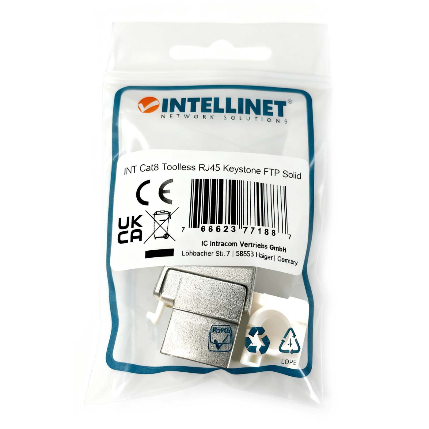 Cat8.1 40G Keystone-Modul, geschirmt und werkzeuglos Packaging Image 2