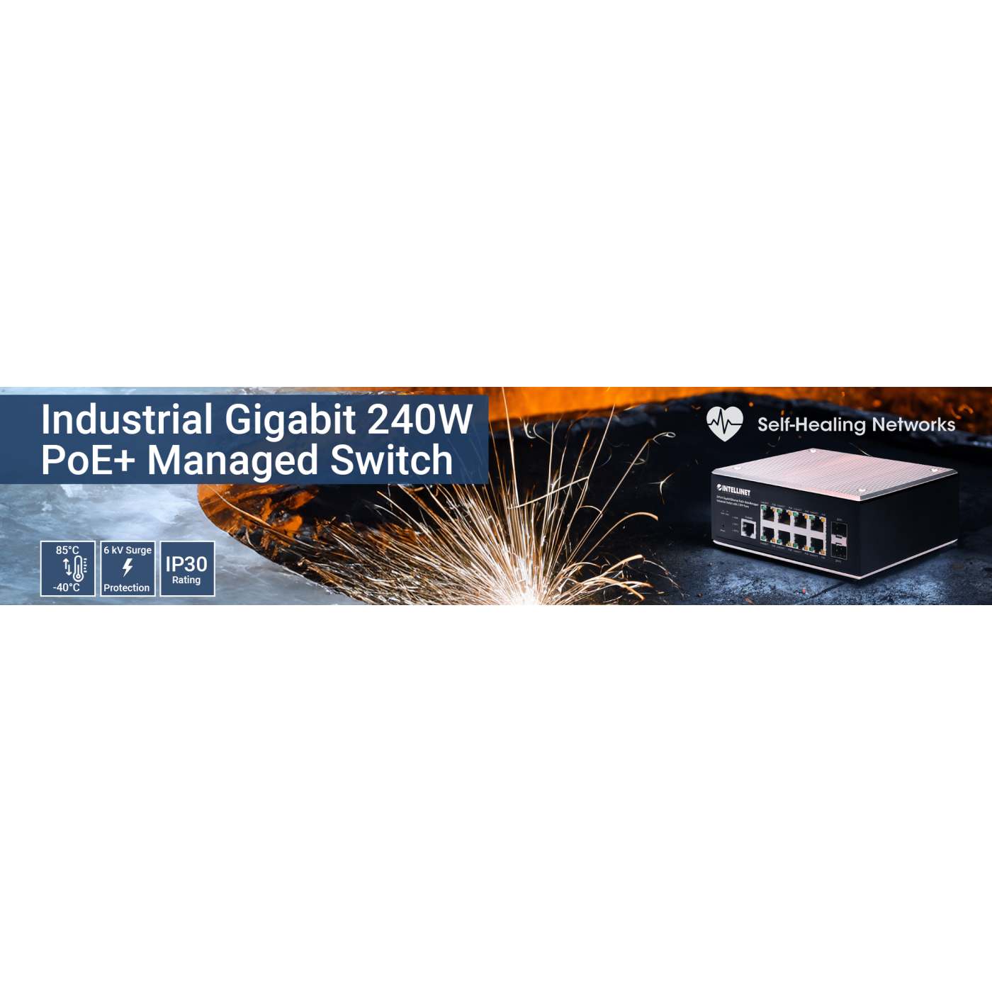 8-Port Gigabit Ethernet PoE+ Web-Managed Industrie-Switch mit 2 SFP-Ports Image 10