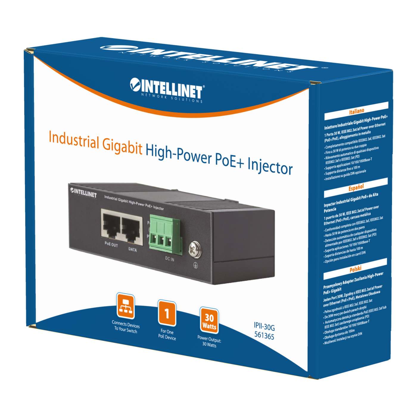 Gigabit High-Power PoE+ Industrie-Injektor Packaging Image 2