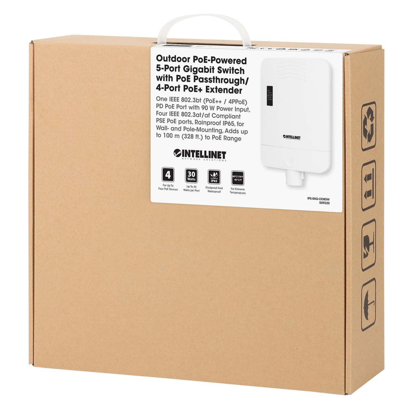 Outdoor PoE-Powered 5-Port Gigabit Switch mit PoE-Passthrough / 4-Port PoE+ Extender Packaging Image 2