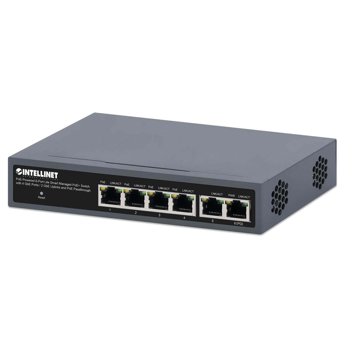 PoE-Powered 6-Port Lite Smart Managed PoE+ Switch mit 4 GbE-Ports / 2 GbE-Uplinks und PoE-Passthrough Image 1