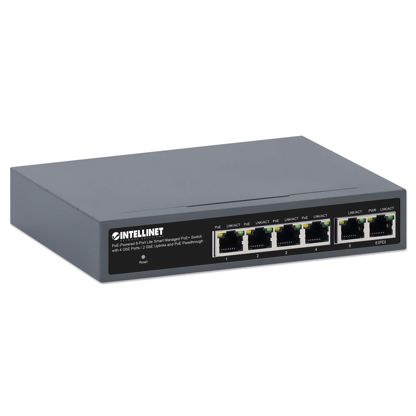 PoE-Powered 6-Port Lite Smart Managed PoE+ Switch mit 4 GbE-Ports / 2 GbE-Uplinks und PoE-Passthrough Image 2