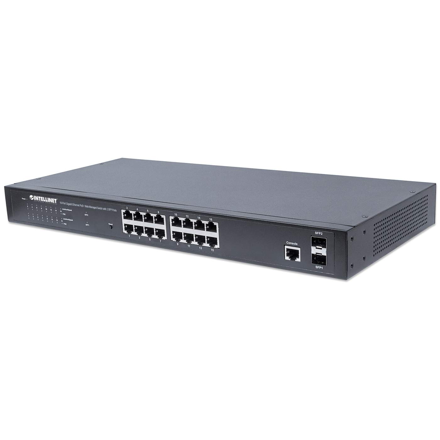 16-Port Gigabit Ethernet PoE+ Web-Managed Switch mit 2 SFP-Ports Image 1