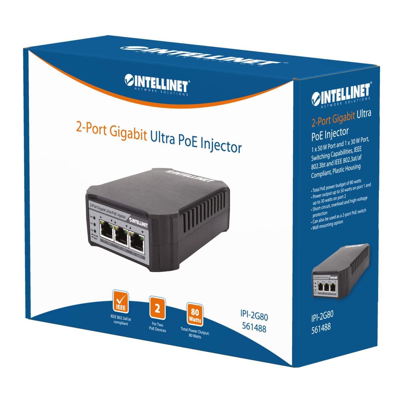 Intellinet 2-Port Gigabit Ultra PoE-Injektor (561488) – Intellinet  Deutschland