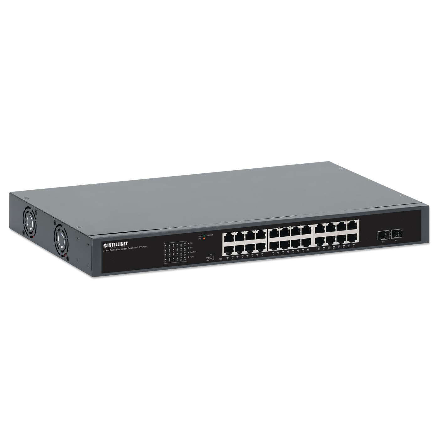 24-Port Gigabit Ethernet PoE+ Switch mit 2 SFP Ports Image 3