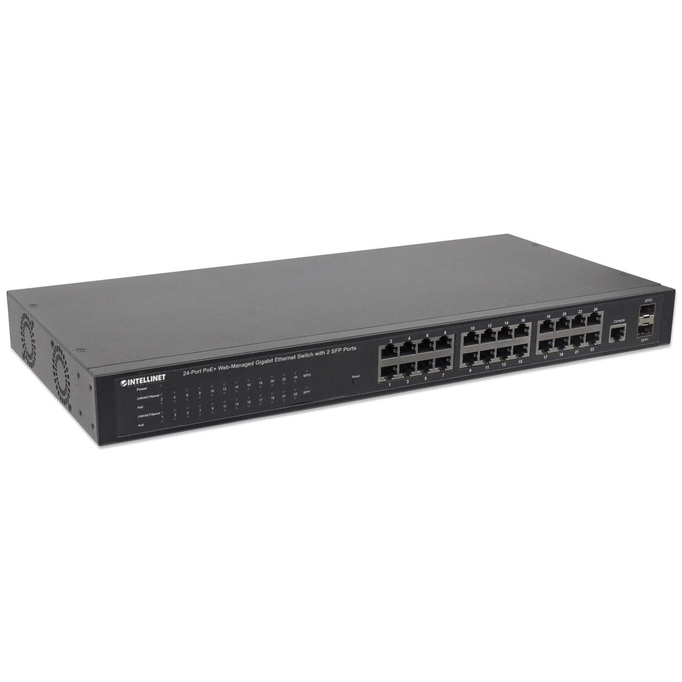 24-Port Gigabit Ethernet PoE+ Web-Managed Switch mit 2 SFP-Ports Image 3