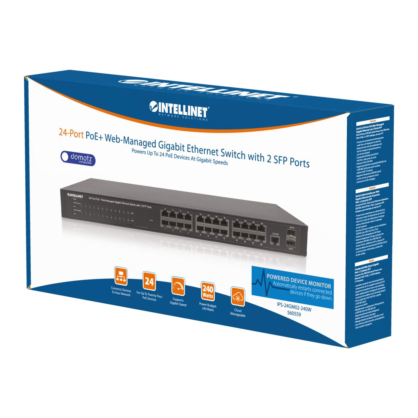 24-Port Gigabit Ethernet PoE+ Web-Managed Switch mit 2 SFP-Ports Packaging Image 2