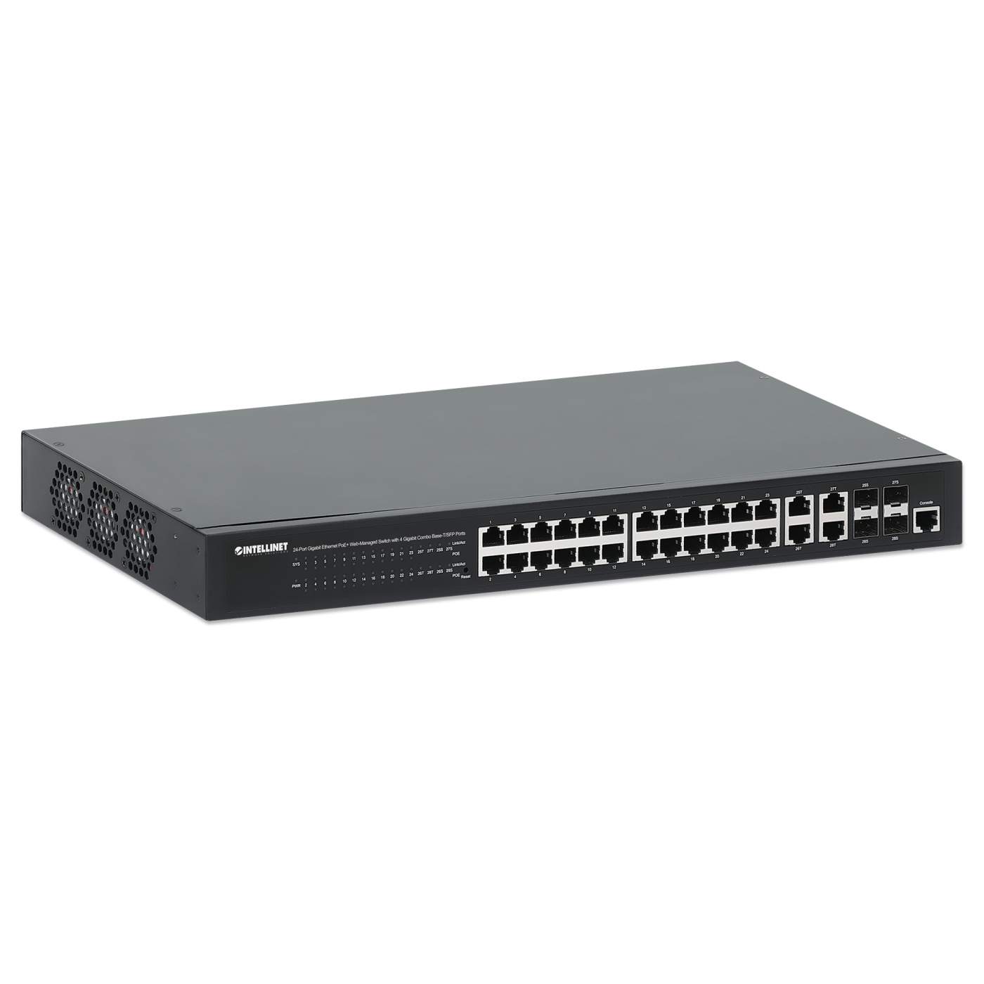 24-Port Gigabit Ethernet PoE+ Web-Managed Switch mit 4 Gigabit Kombo-Base-T/SFP-Ports Image 3