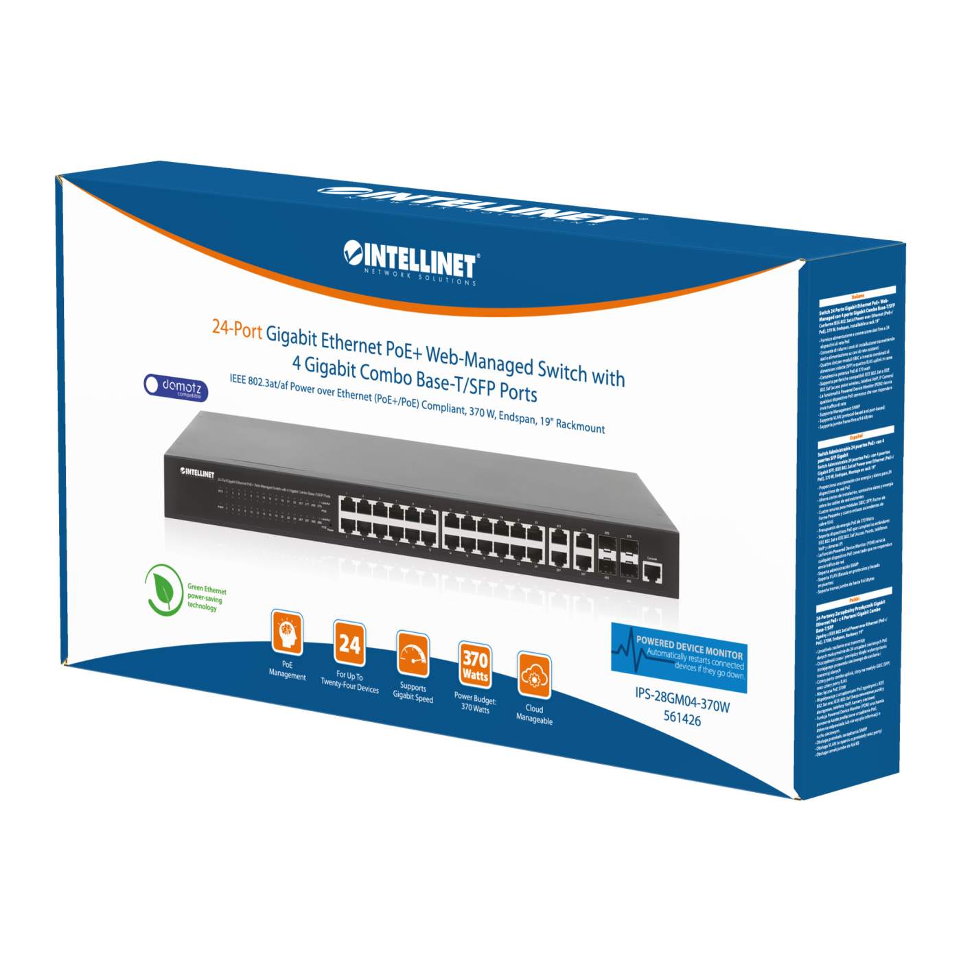 24-Port Gigabit Ethernet PoE+ Web-Managed Switch mit 4 Gigabit Kombo-Base-T/SFP-Ports Packaging Image 2