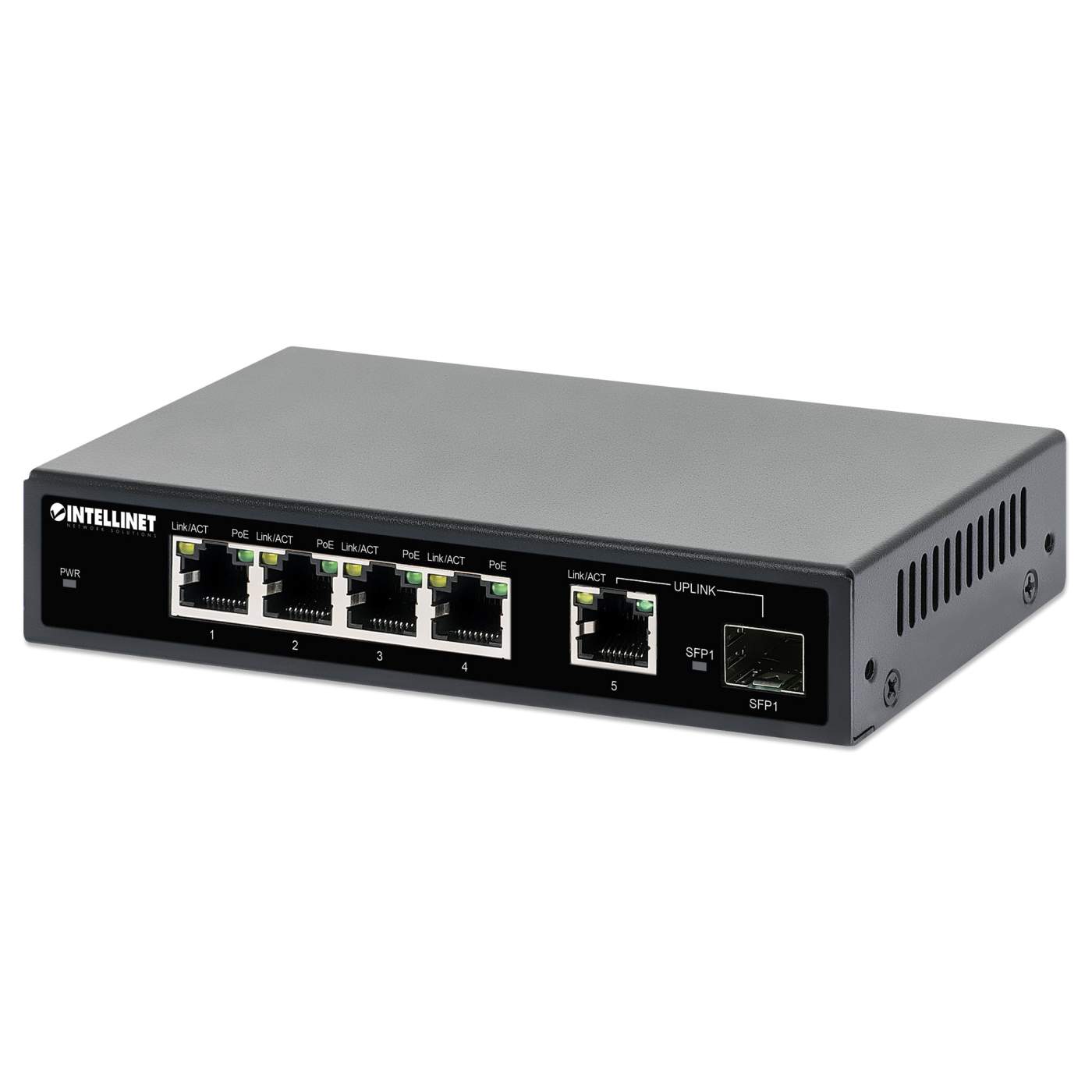 5-Port Gigabit Ethernet PoE+ Switch mit SFP-Port Image 1